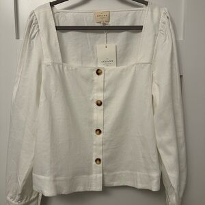 Sezane White Button-Up Blouse